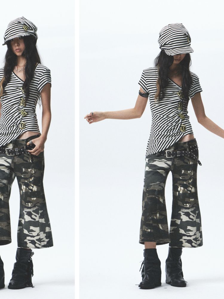 Asymmetric embroidered short-sleeved T-shirt【s0000012686】