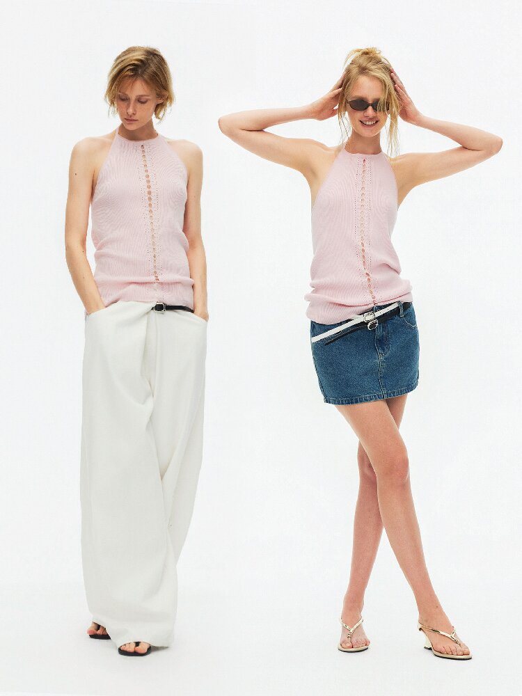 Lyocell Lace Up Halterneck Knit【s0000015929】