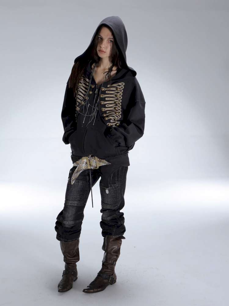 Classic Napoleon Embroidered Hooded Zipper【s0000014711】