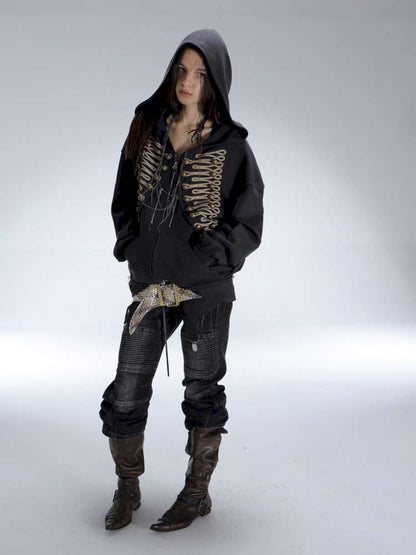 Classic Napoleon Embroidered Hooded Zipper【s0000014711】