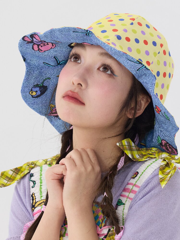 Bear Print Polka Dot Petal Hat【s0000016707】