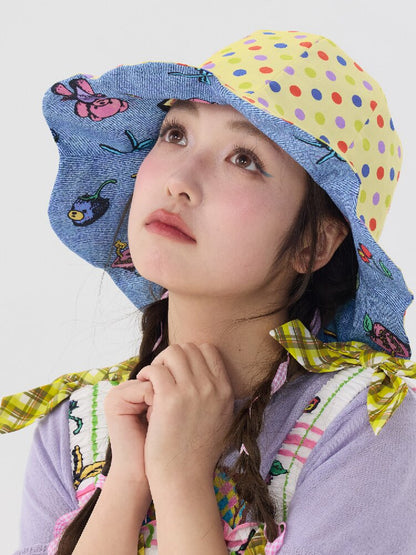 Bear Print Polka Dot Petal Hat【s0000016707】