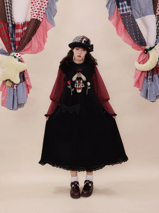 Corduroy Rabbit Strawberry Dress【s0000019288】