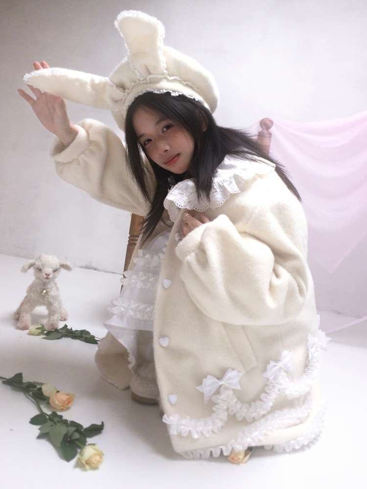 Lace Wool Bubble Sleeve Coat【s0000014532】