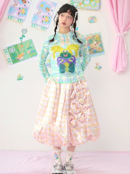 Colourful Printed Bow Large Silhouette Half Skirt【s0000009074】