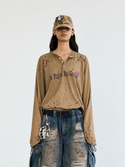 Splash Ink Print Long Sleeve Tee【s0000012471】