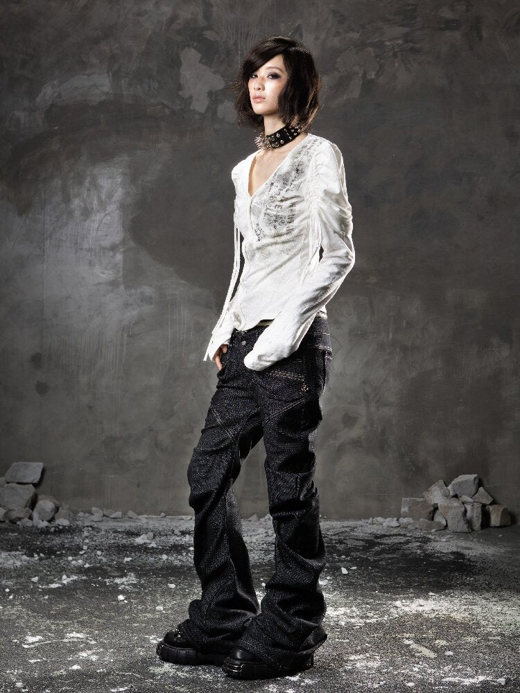 Double Waist Scimitar Denim Pants【s0000015945】