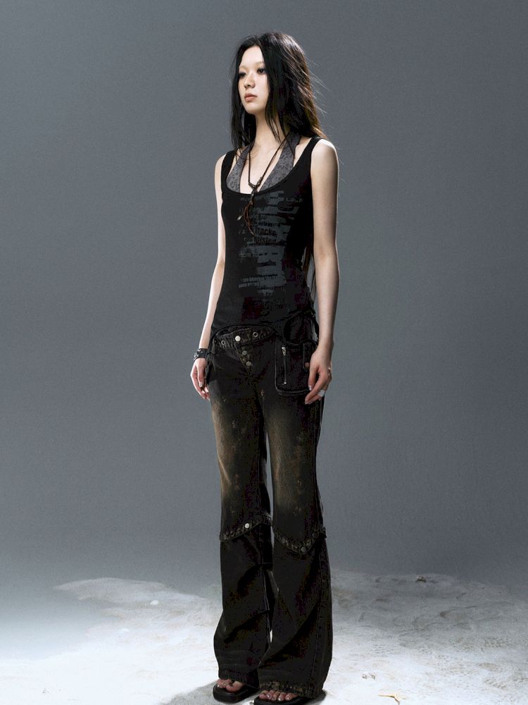 Overlay neck camisole undershirt【s0000012643】