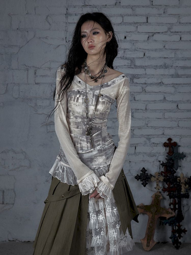 메쉬 스 플라이 싱 슬림 스트레치 긴 슬리브 티셔츠 [S0000011824]