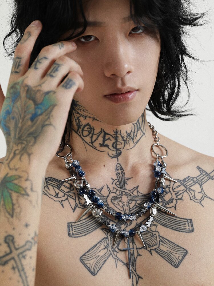 Handmade Y2K Beaded Punk Necklace【s0000018965】