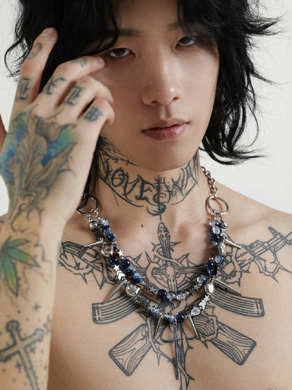 Handmade Y2K Beaded Punk Necklace【s0000018965】