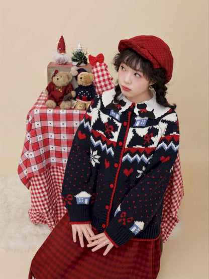Bow Snowflake Island Wool Sweater【s0000015098】