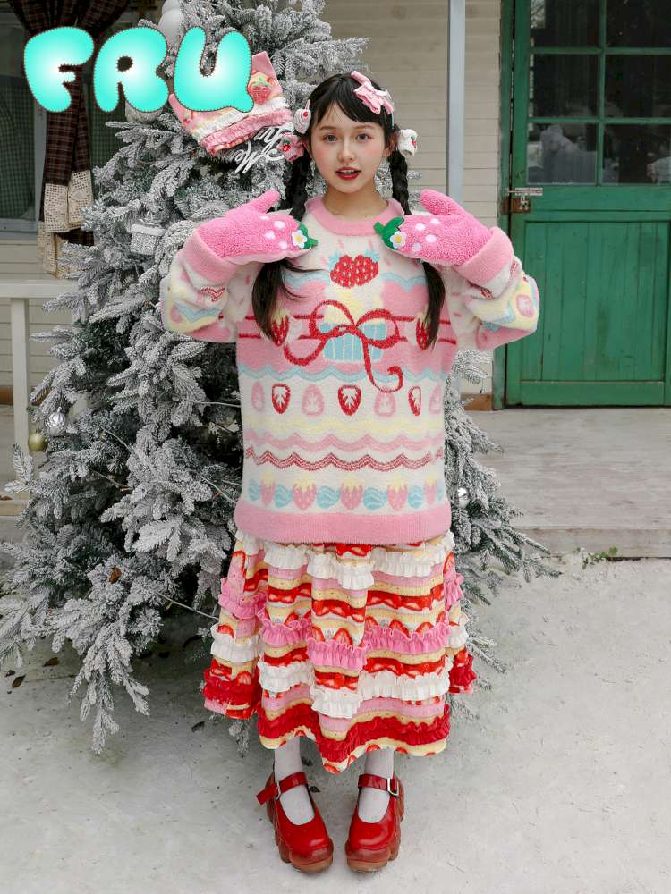 Corduroy Strawberry Print Skirt【s0000015104】