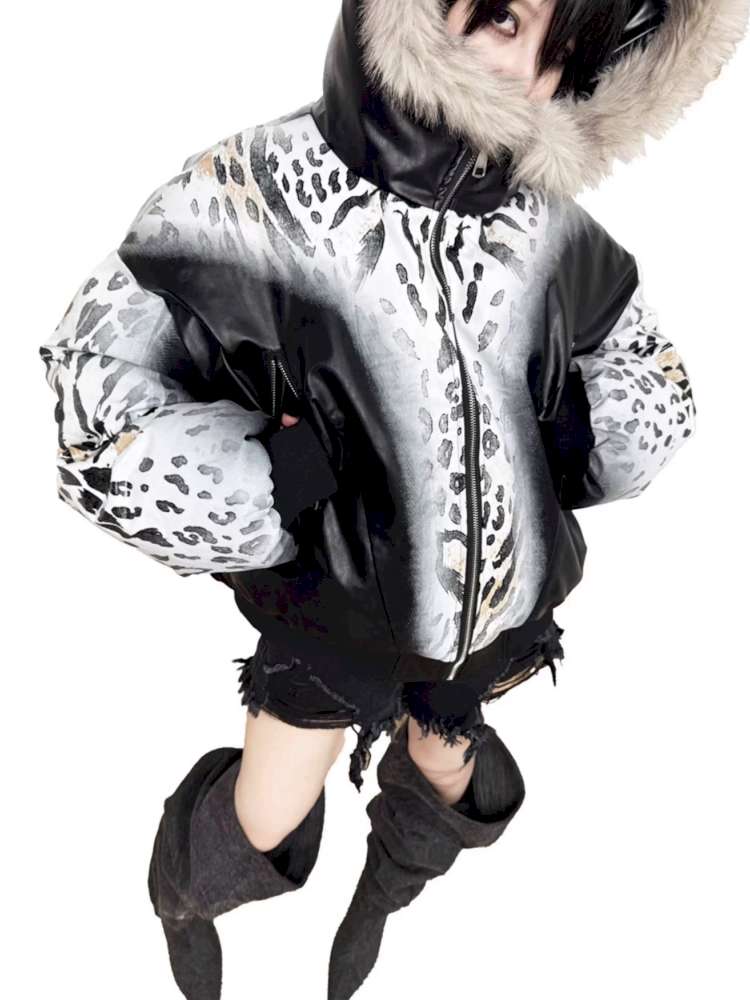 Gradient Cotton Hooded Leopard Jacket【s0000014863】