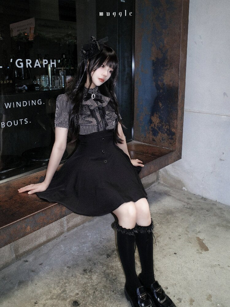 French Stripe Panel A-Line Dress【s0000016937】