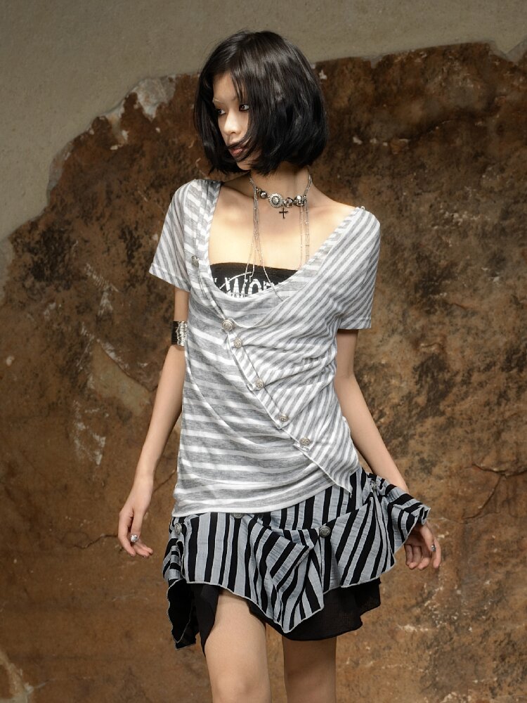 Vintage Punk Irregular Knit T-shirt【s0000016880】