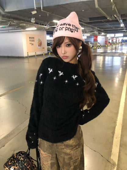Mohair Pentagram Patchwork Sweater【s0000018186】