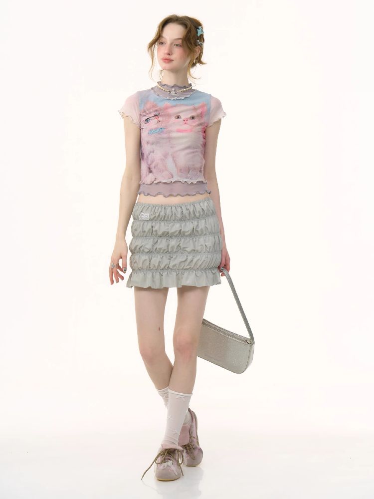 Cat Printed Short Sleeve T-shirt【s0000012255】