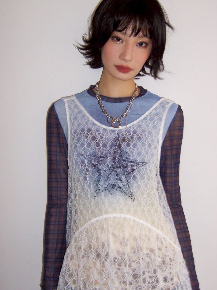 Starfish Printed Lace Hollow Out Dress【s0000012297】