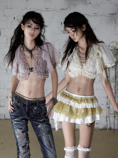 Vintage Court Chiffon Lace Cover-Up【s0000017244】