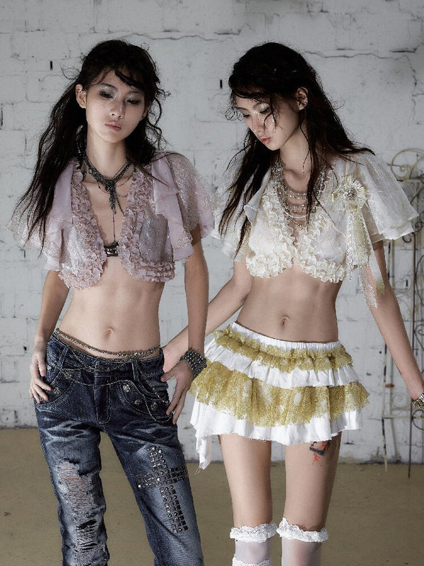 Vintage Court Chiffon Lace Cover-Up【s0000017244】