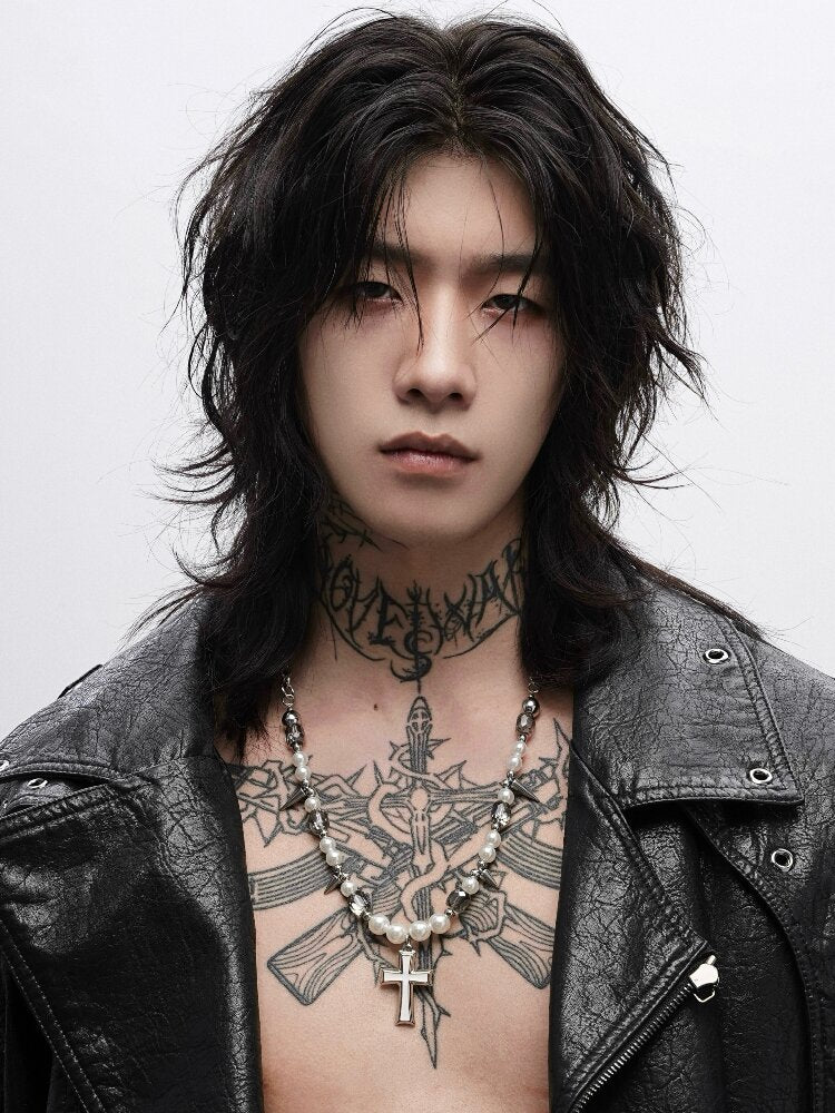 Rivet Cross Pearl Heavy Necklace【s0000018978】