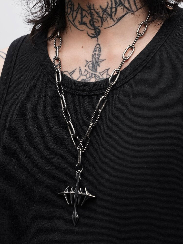 Castle Yin-Yang Lock Cross Necklace【s0000018990】