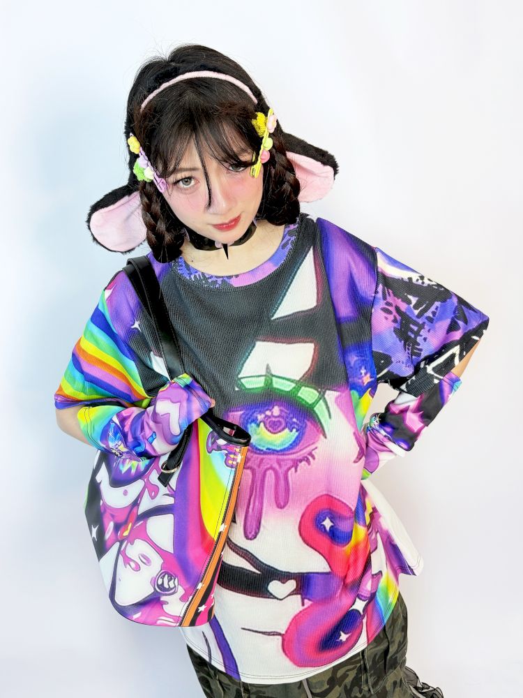 Neon Eye Y2K Shoulder Tote Bag【s0000013731】