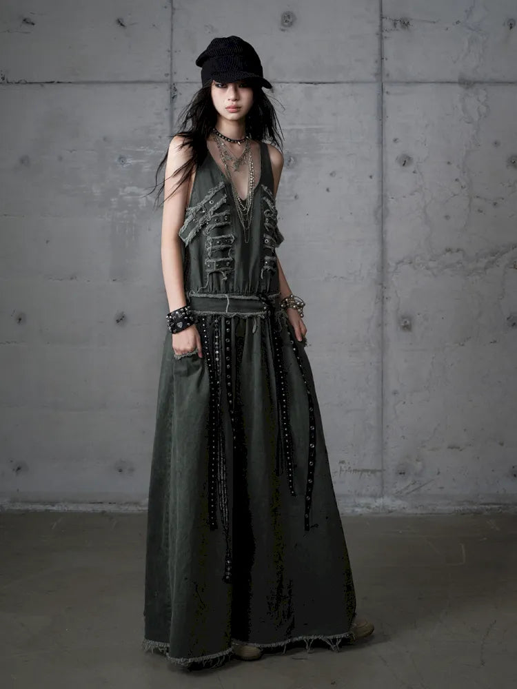 Workwear Vest-Style Maxi Dress【s0000013941】