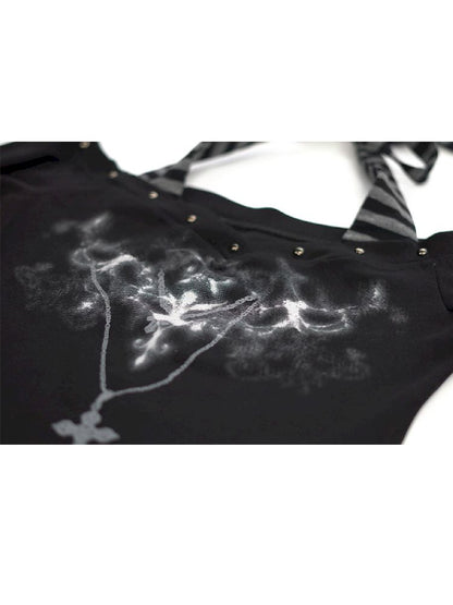 Hanging Neck Long Sleeve Tops【s0000011849】