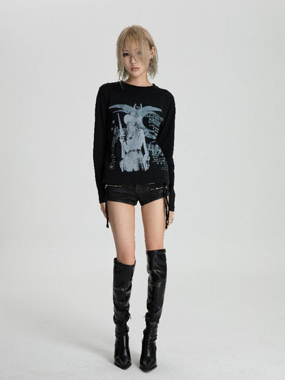 Women Digital Print Long T-Shirt【s0000018562】