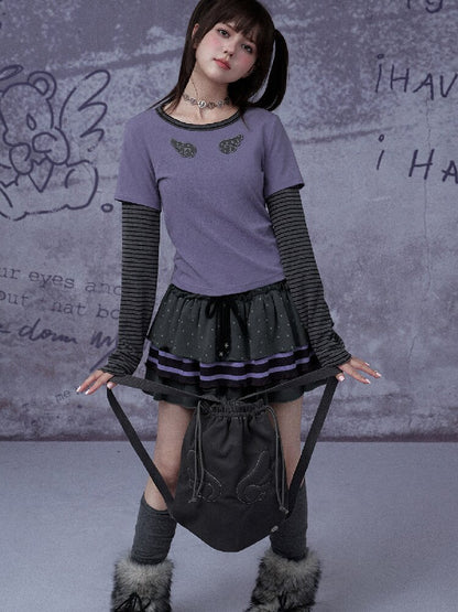 Fake Two Straight Shoulder T-shirt【s0000015763】