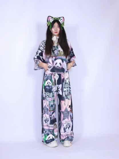 Panda Relaxed-Fit Wide-Leg Pants【s0000013976】
