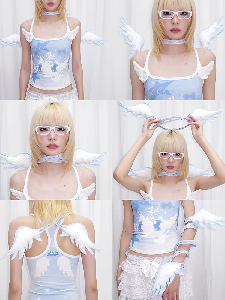 Starlight Print Angel Wings Collar【s0000013869】