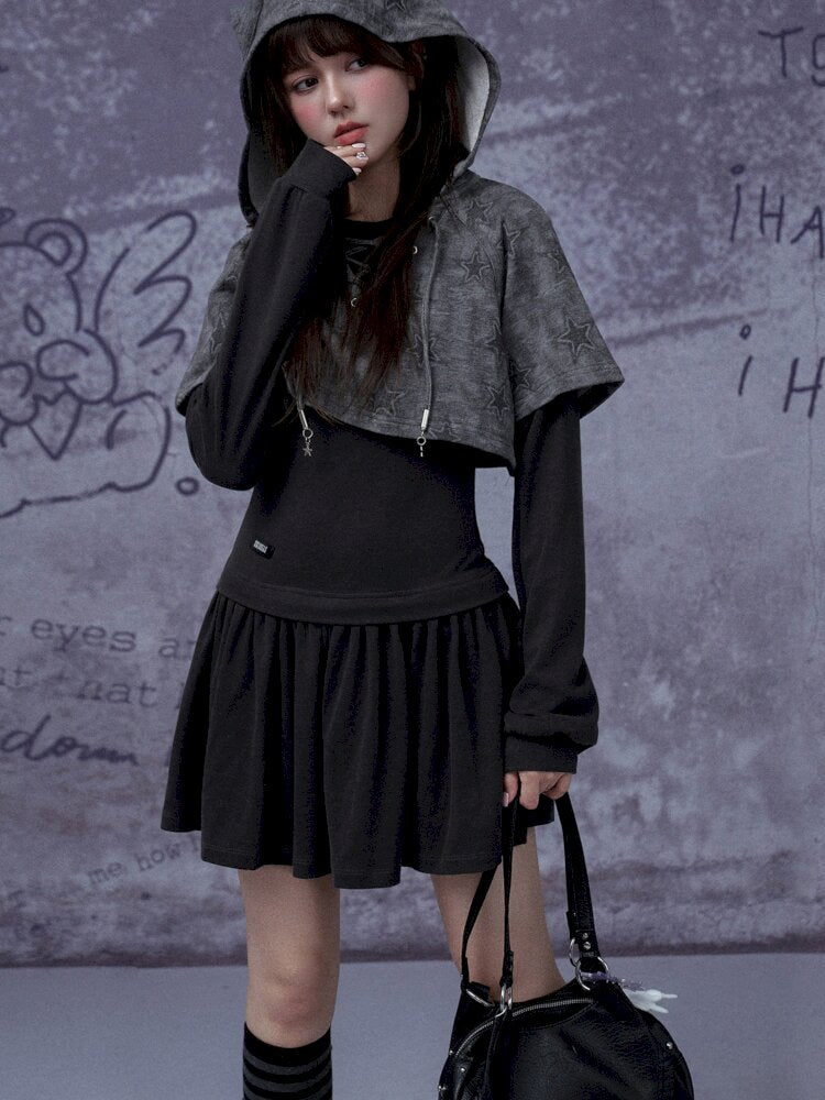 Gray Star Cat Ear Two-Piece Dress【s0000015441】