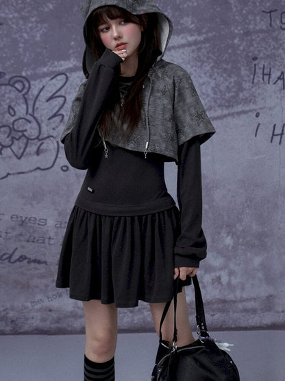 Gray Star Cat Ear Two-Piece Dress【s0000015441】