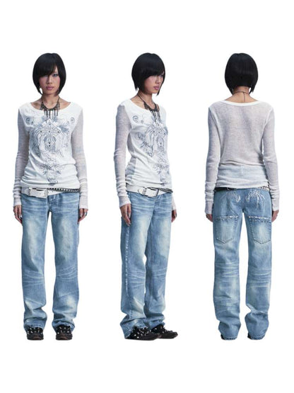 Two Tone Stretch Cross Rivet Top【s0000015010】