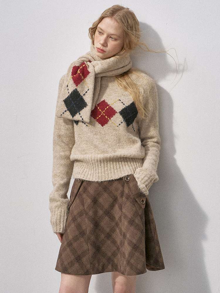 Woolen Plaid A-Line Short Skirt【s0000015220】