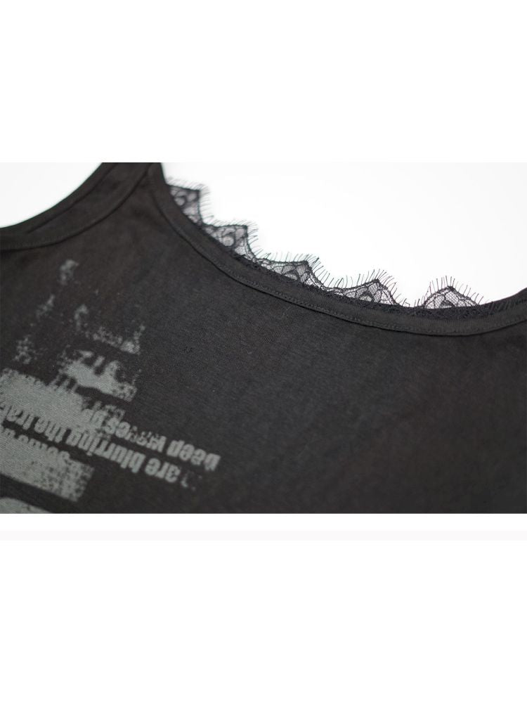 Overlay neck camisole undershirt【s0000012643】