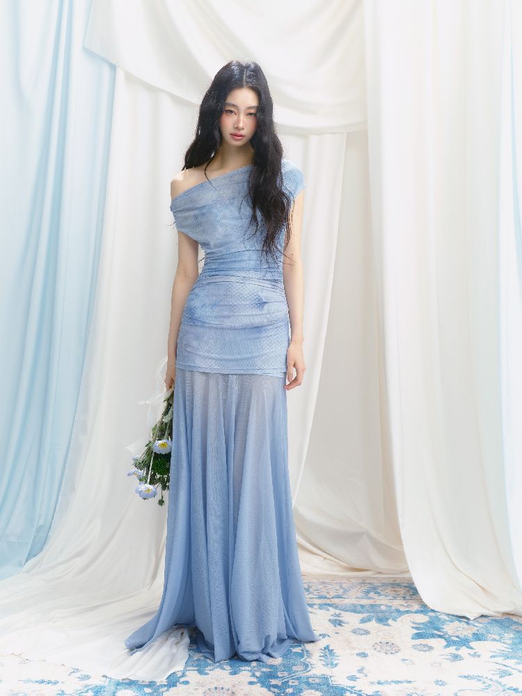 Tansparent a-line tulle dress【s0000012149】