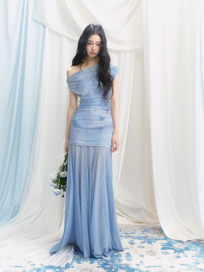 Tansparent a-line tulle dress【s0000012149】