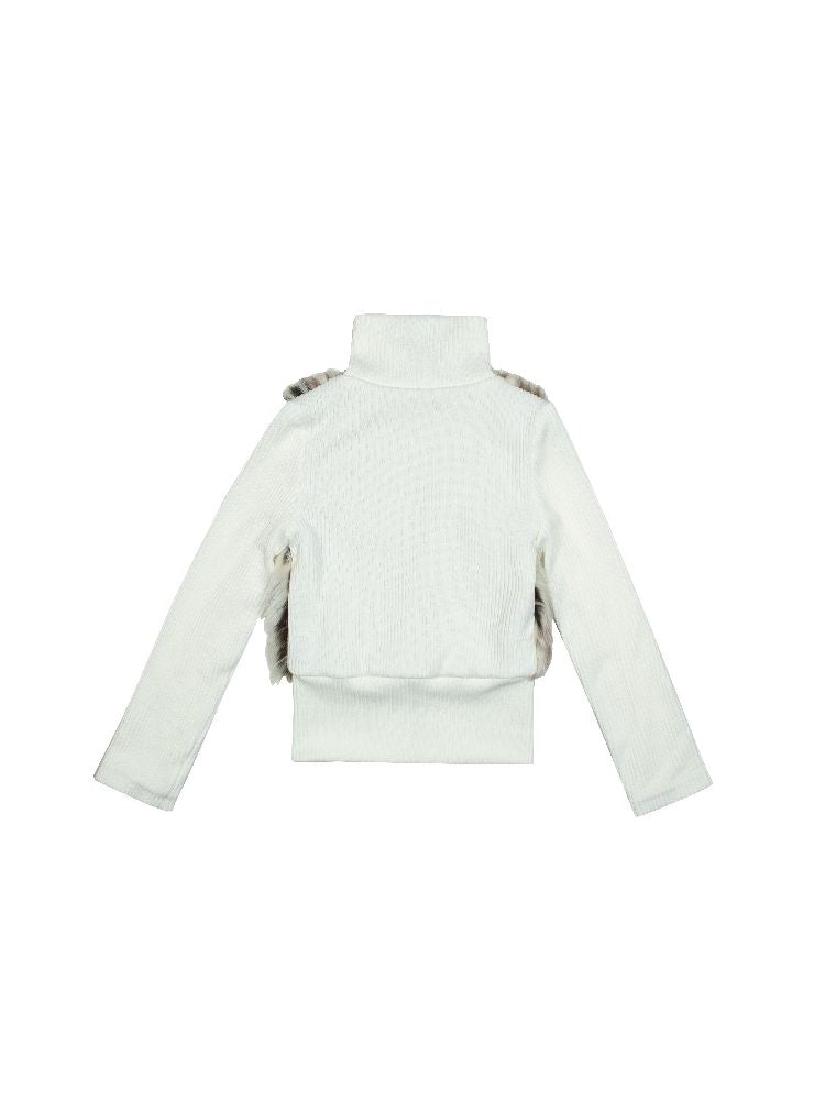 Knit Splicing Eco-Fur Slim Jacket【s0000011251】