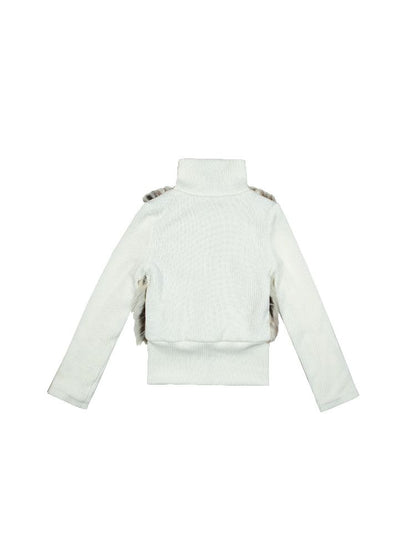 Knit Splicing Eco-Fur Slim Jacket【s0000011251】