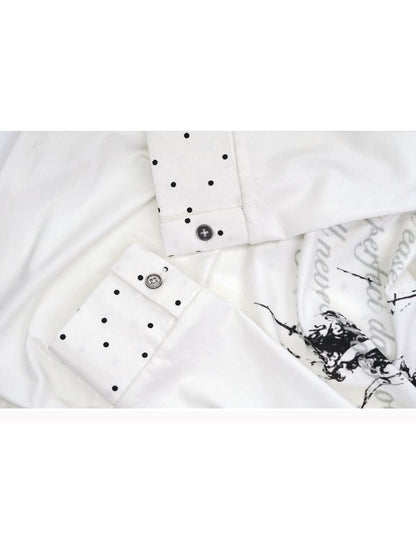 Plaid Tie-Dye Black Swing Neck Long Sleeve Blouse【s0000013887】