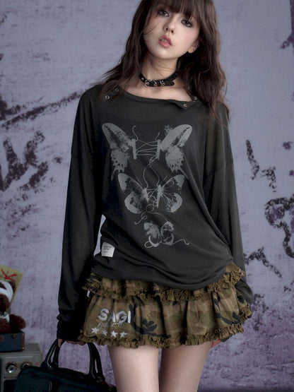 Butterfly Knit Cowl Sweet Cool Casual Top【s0000013361】