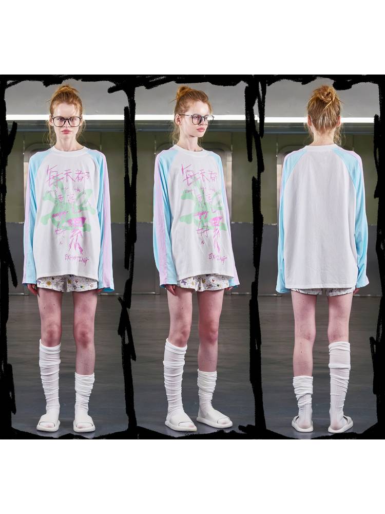 Glitter Print Drop-Shoulder T-Shirt【s0000014412】