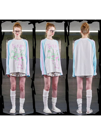 Glitter Print Drop-Shoulder T-Shirt【s0000014412】