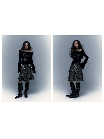 Peplum irregular pleated bustier midi skirt【s0000005970】