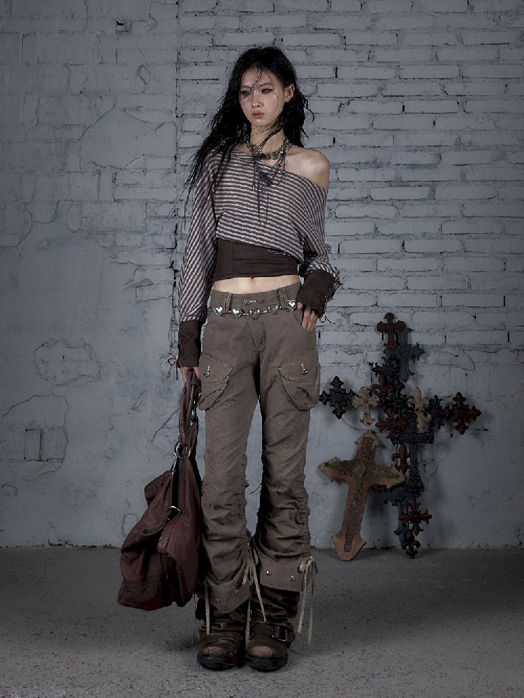 One Neck Tie Long Sleeve Short Top【s0000011832】