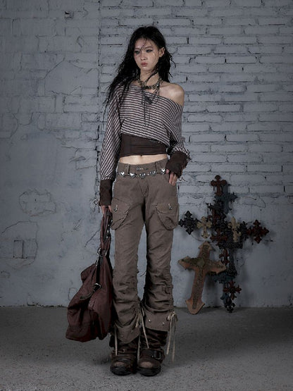 One Neck Tie Long Sleeve Short Top【s0000011832】